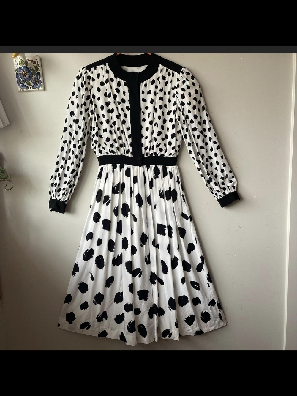 Vintage Polka Brushstroke Midi Dress